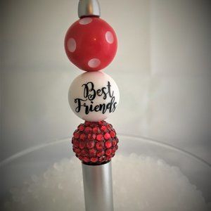 Best Friends Polka Dot and Red Rhinestone Pen